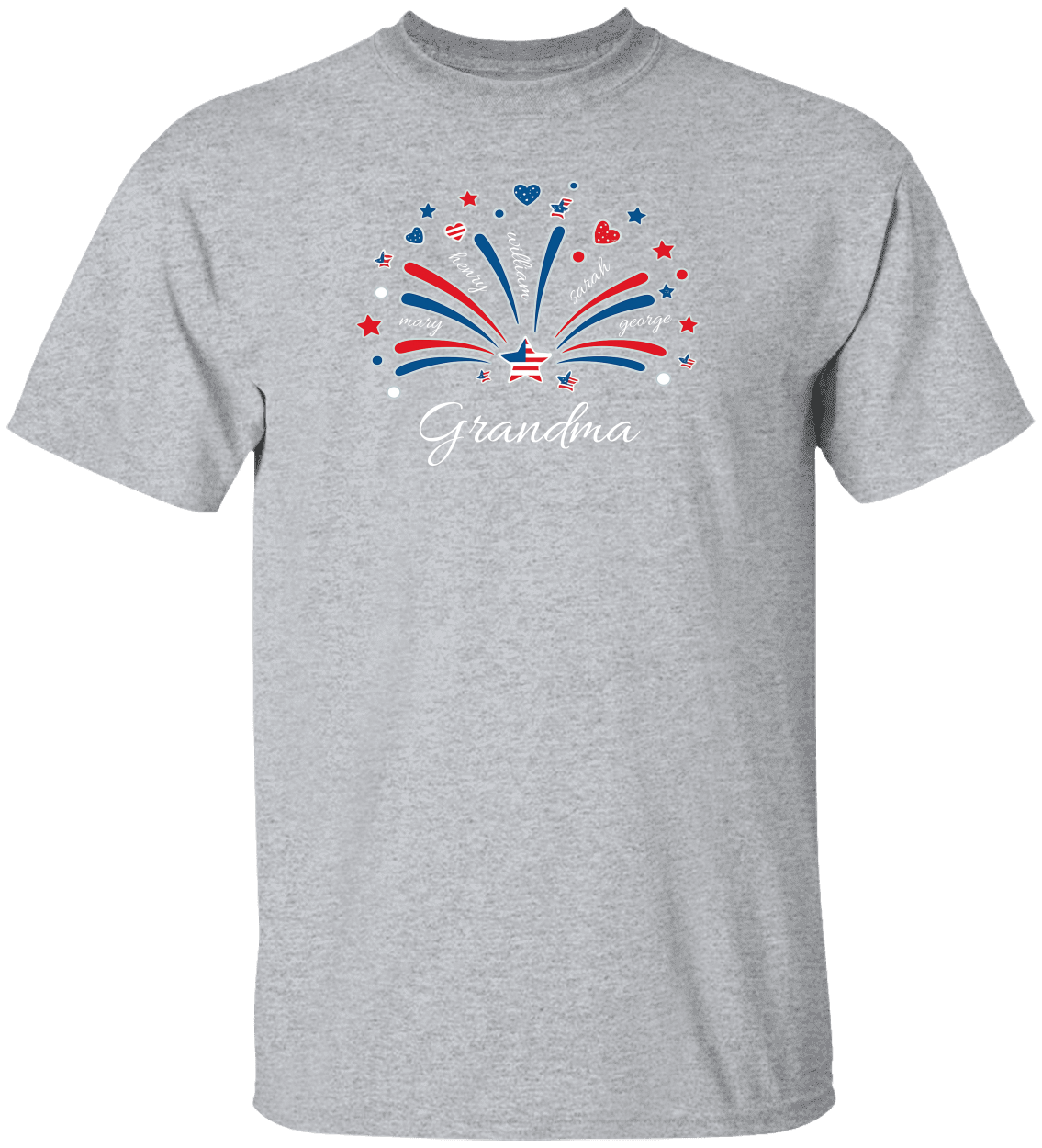 4th of July Personalized T Shirt |Grandma - Mom With grandchild/children Names