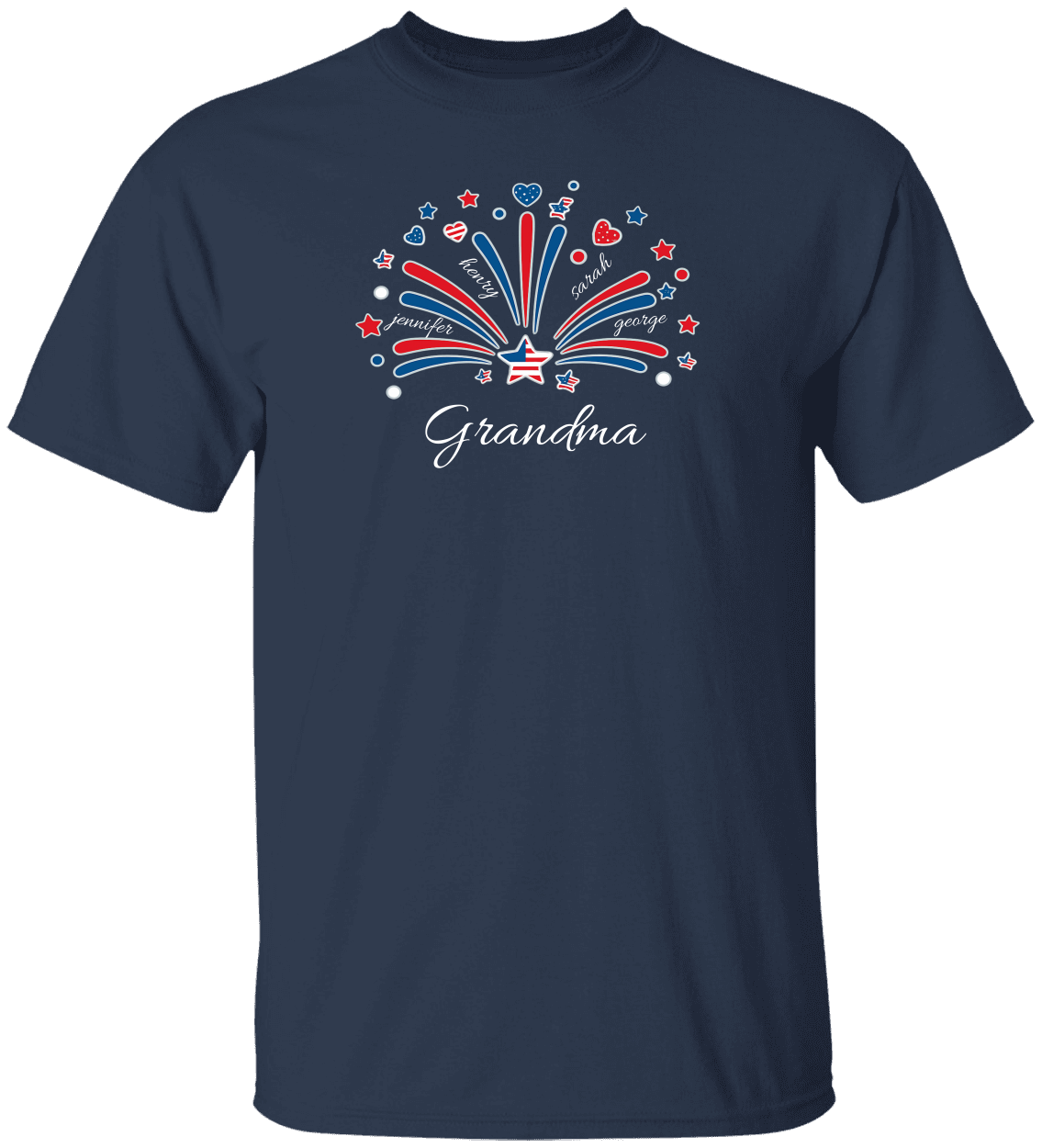 4th of July Personalized T Shirt |Grandma - Mom With grandchild/children Names