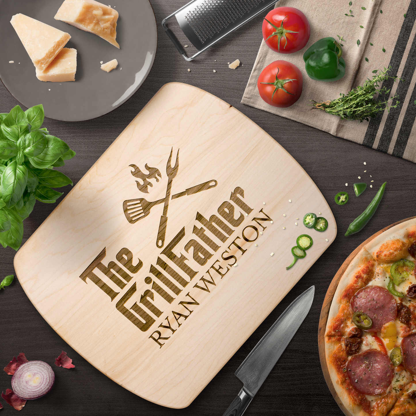 THE GRILLFATHER | Personalized Hardwood Cutting Board