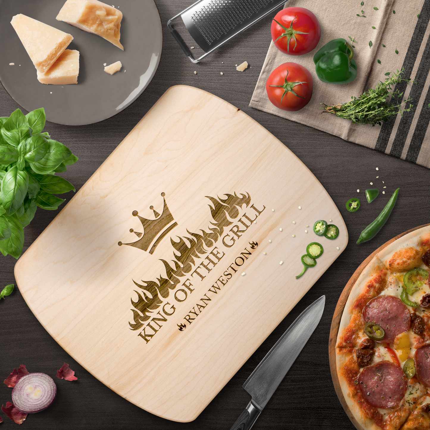 KING OF THE GRILL | Personalized Hardwood Cutting Board