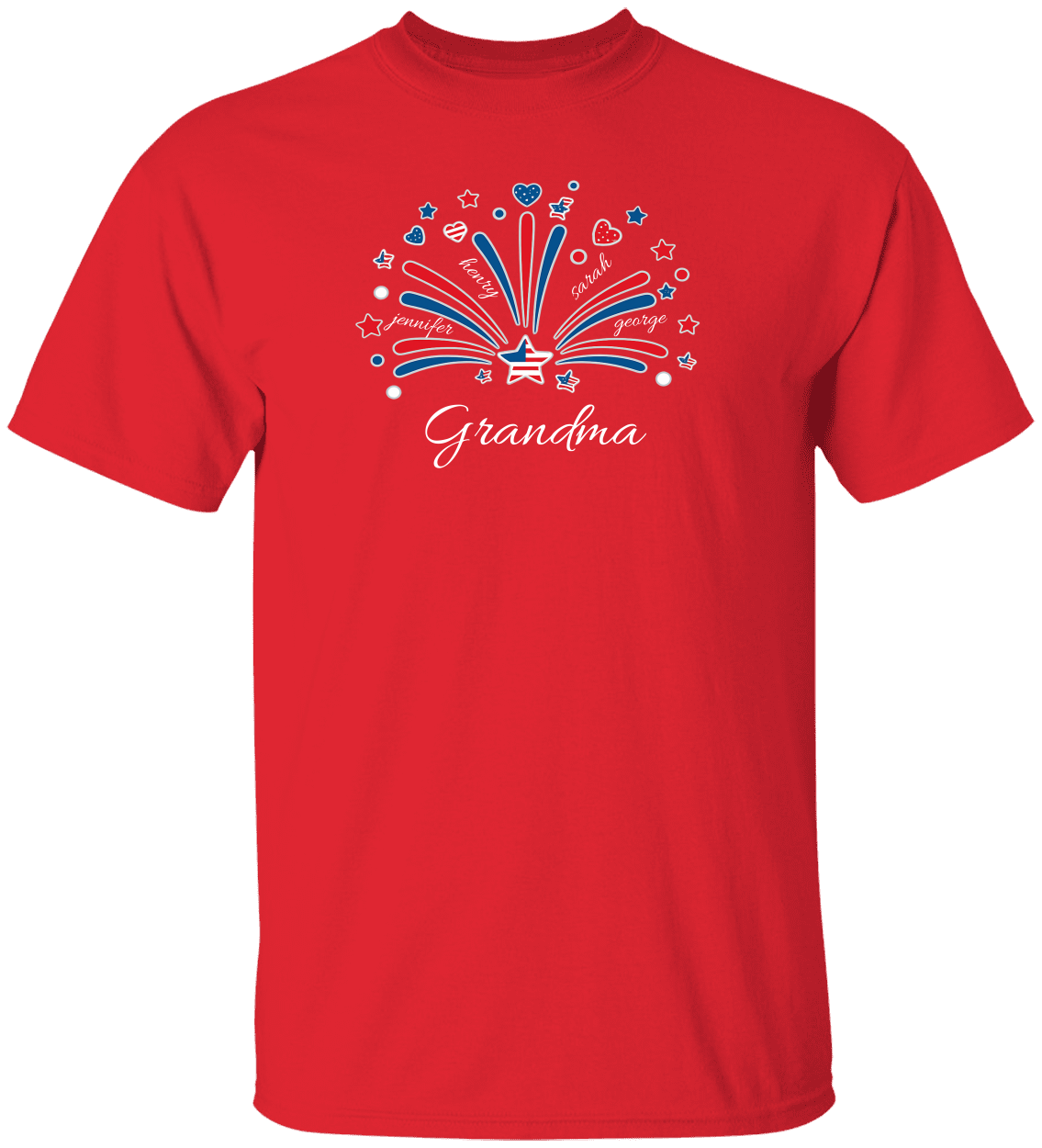 4th of July Personalized T Shirt |Grandma - Mom With grandchild/children Names