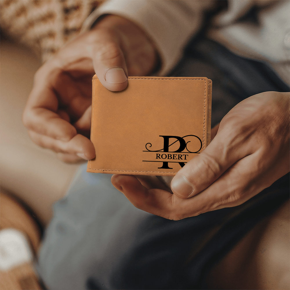 Personalized and Custom Leather Wallet | Gift for Father, Dad, Husband, or Fiance
