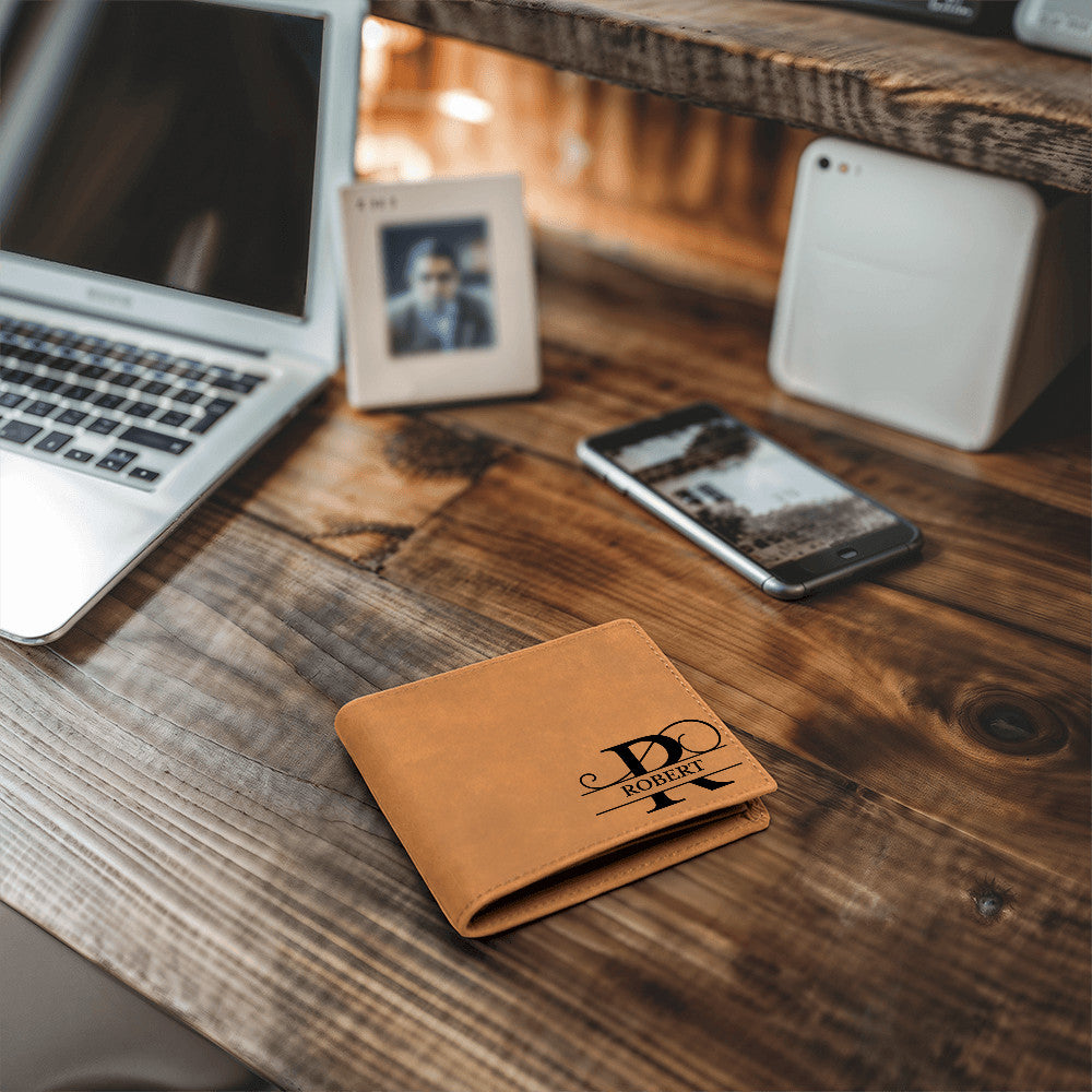Personalized and Custom Leather Wallet | Gift for Father, Dad, Husband, or Fiance