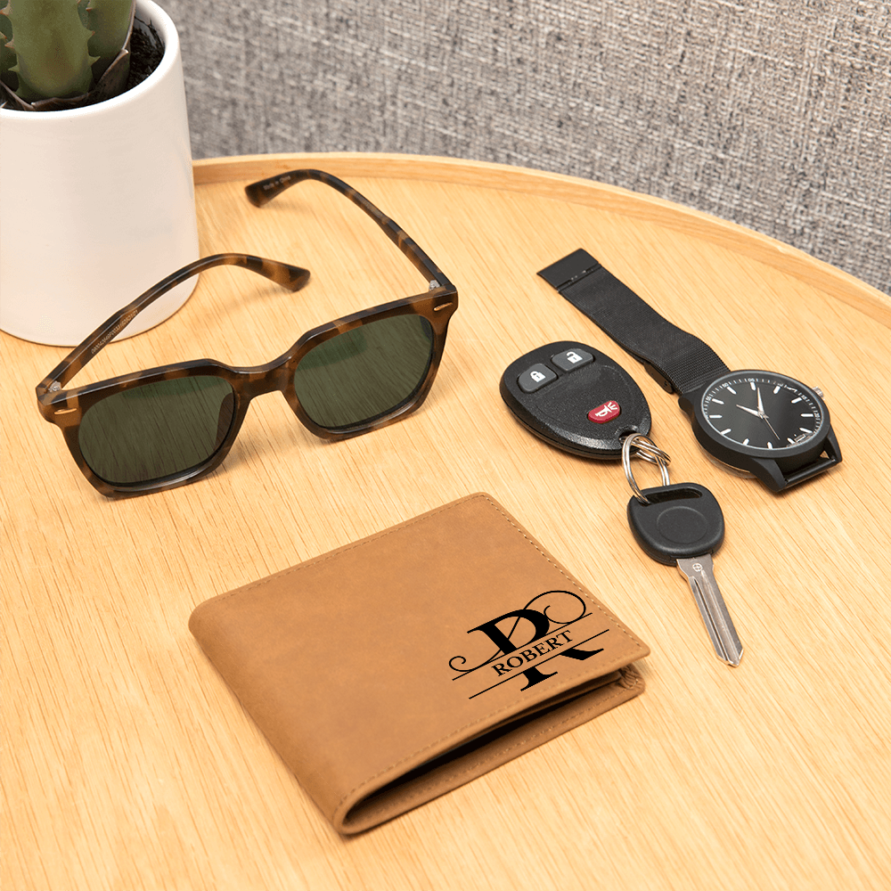 Personalized and Custom Leather Wallet | Gift for Father, Dad, Husband, or Fiance