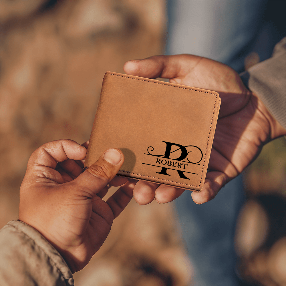 Personalized and Custom Leather Wallet | Gift for Father, Dad, Husband, or Fiance