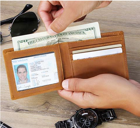 Personalized and Custom Leather Wallet | Gift for Father, Dad, Husband, or Fiance