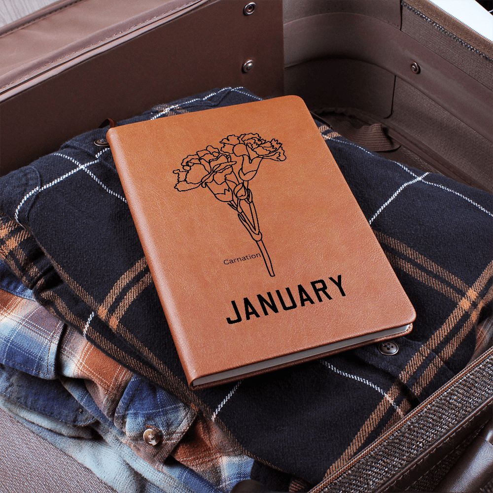 January Birth Flower | Birth Month Flower Leather Journal