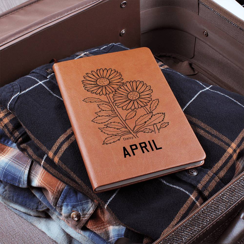 April Birth Flower | Birth Month Flower Leather Journal