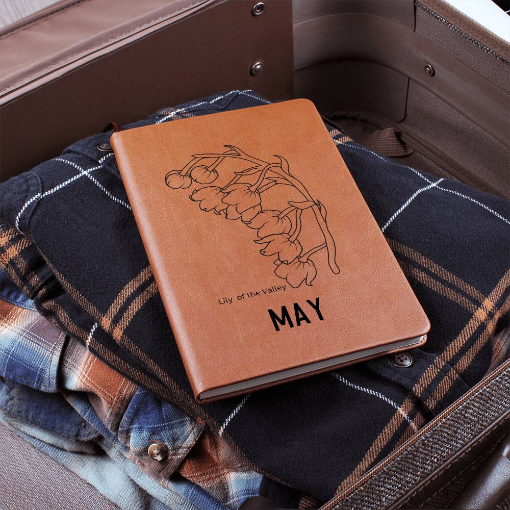 May Birth Flower | Birth Month Flower Leather Journal