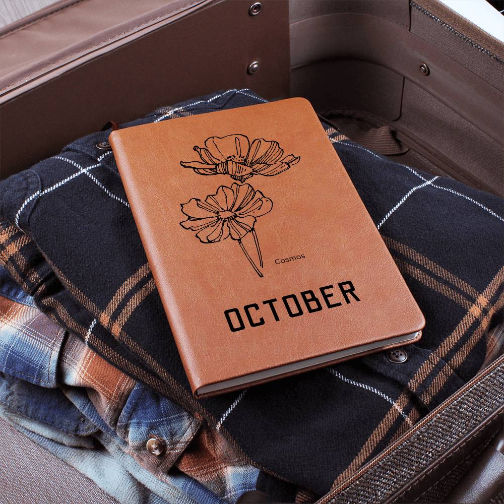 October Birth Flower | Birth Month Flower Leather Journal