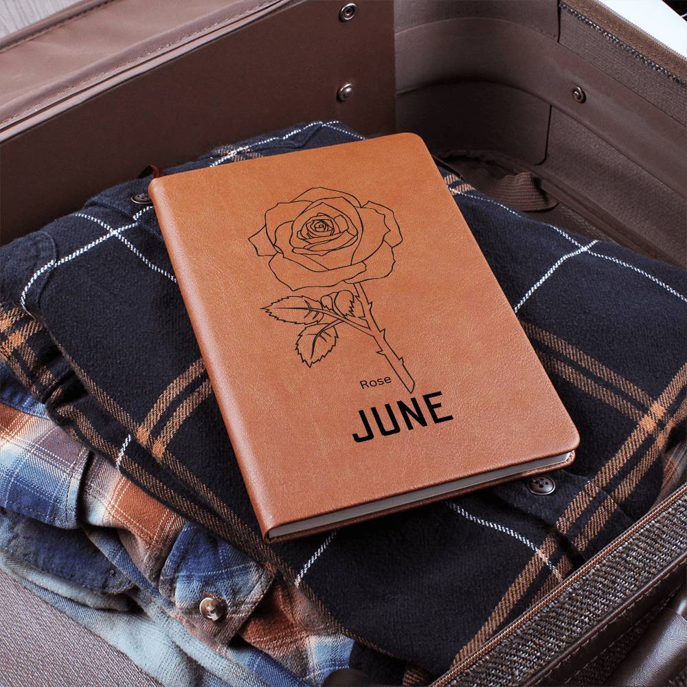 June Birth Flower | Birth Month Flower Leather Journal