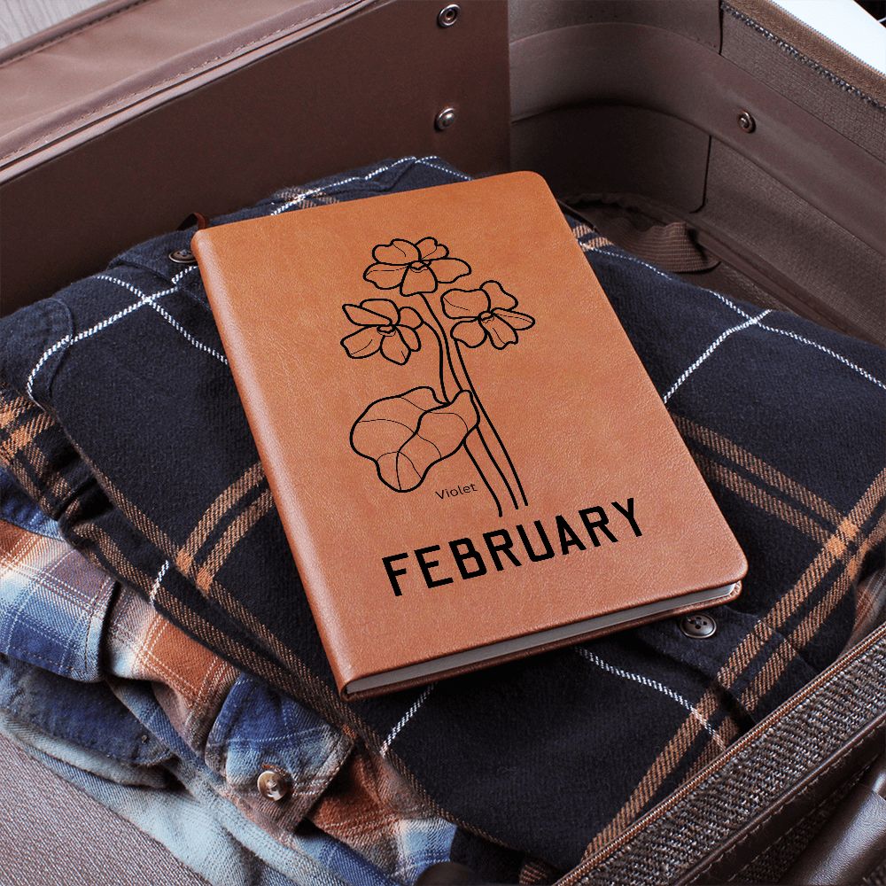 February Birth Flower | Birth Month Flower Leather Journal