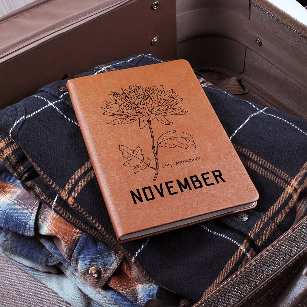 November Birth Flower | Birth Month Flower Leather Journal