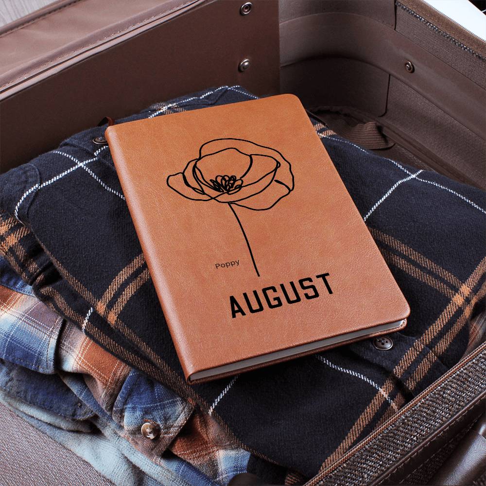 August Birth Flower | Birth Month Flower Leather Journal