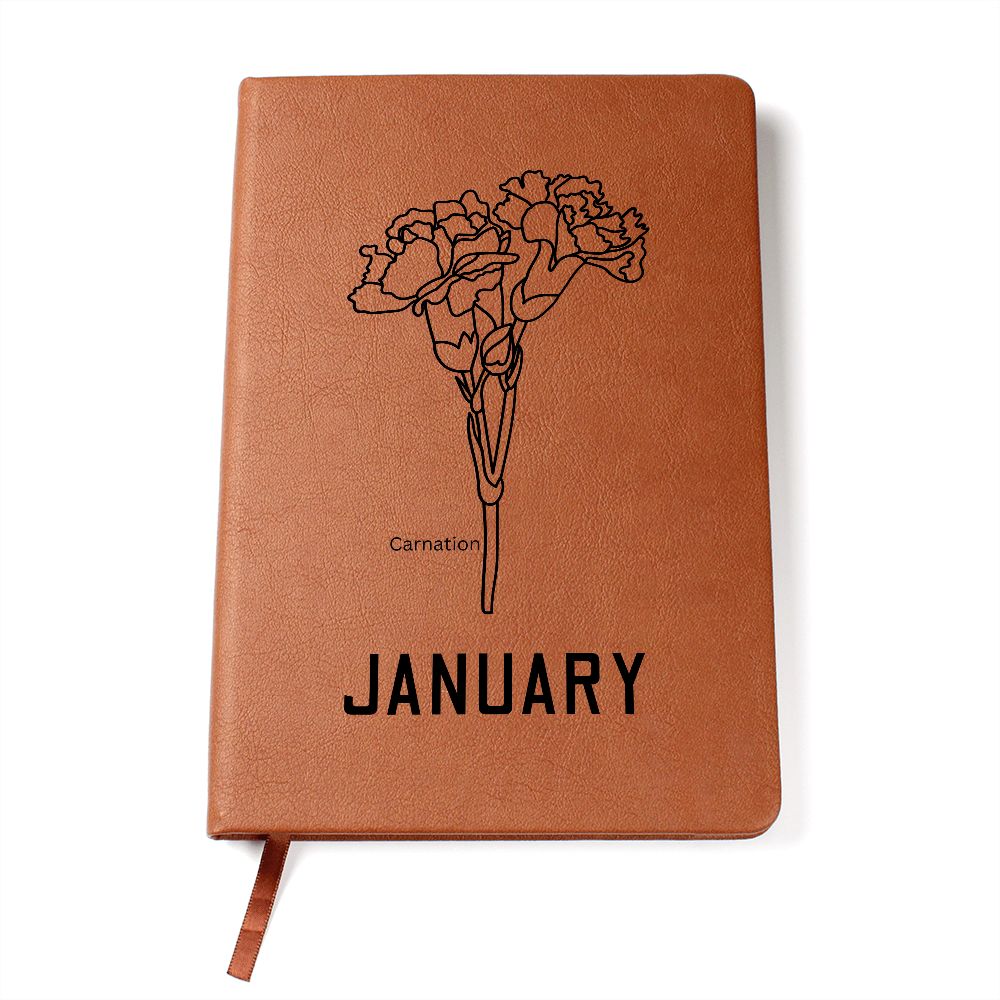 January Birth Flower | Birth Month Flower Leather Journal