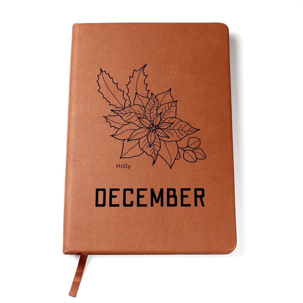 December Birth Flower | Birth Month Flower Leather Journal