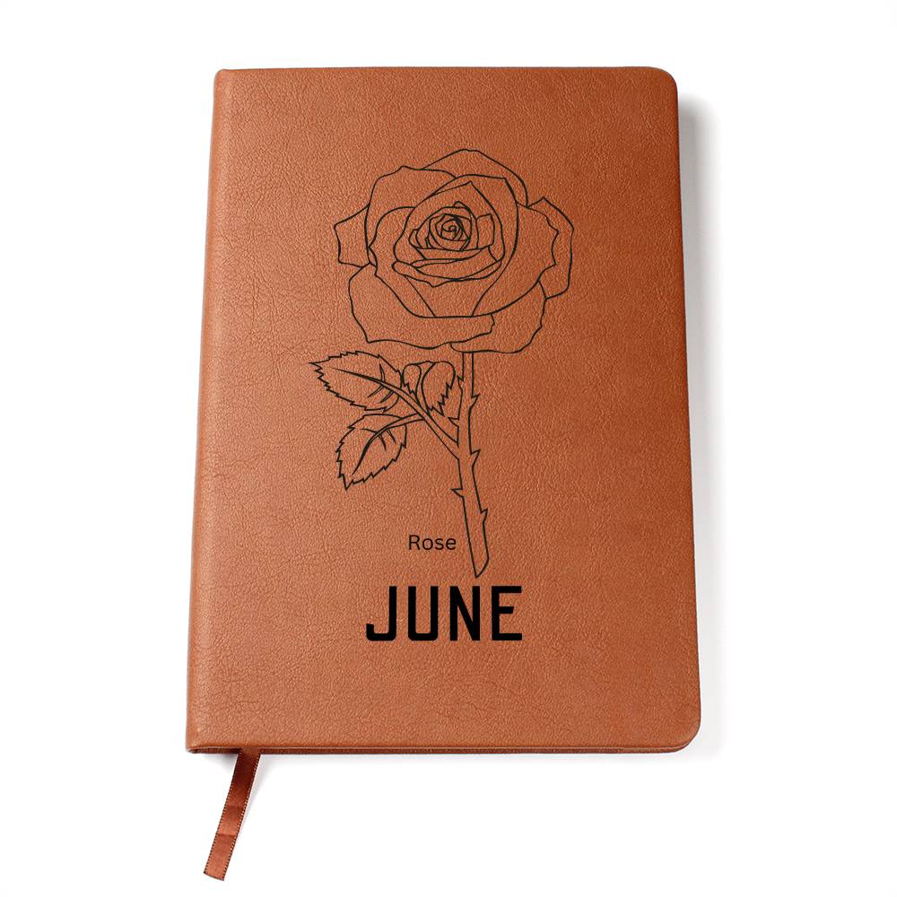 June Birth Flower | Birth Month Flower Leather Journal