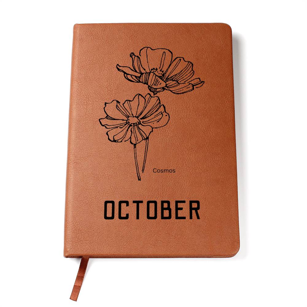 October Birth Flower | Birth Month Flower Leather Journal