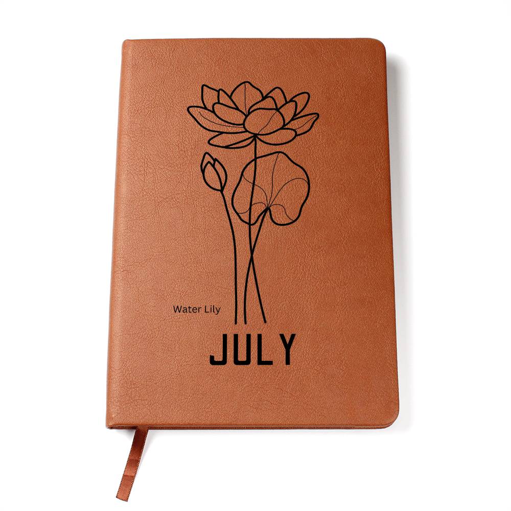 July Birth Flower | Birth Month Flower Leather Journal