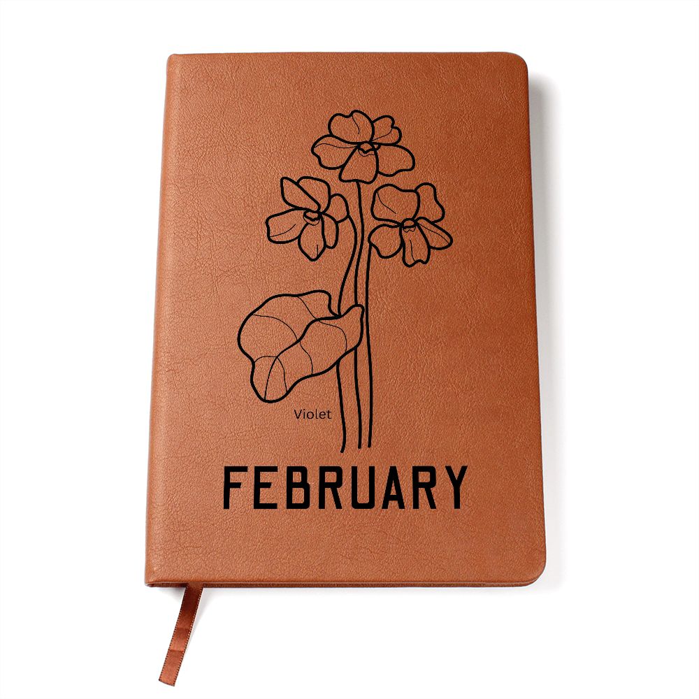 February Birth Flower | Birth Month Flower Leather Journal