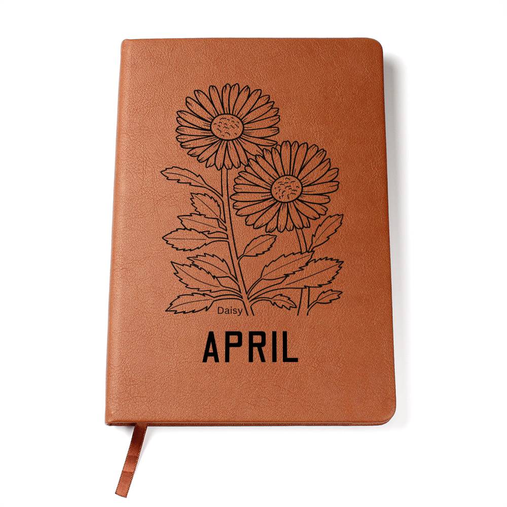 April Birth Flower | Birth Month Flower Leather Journal