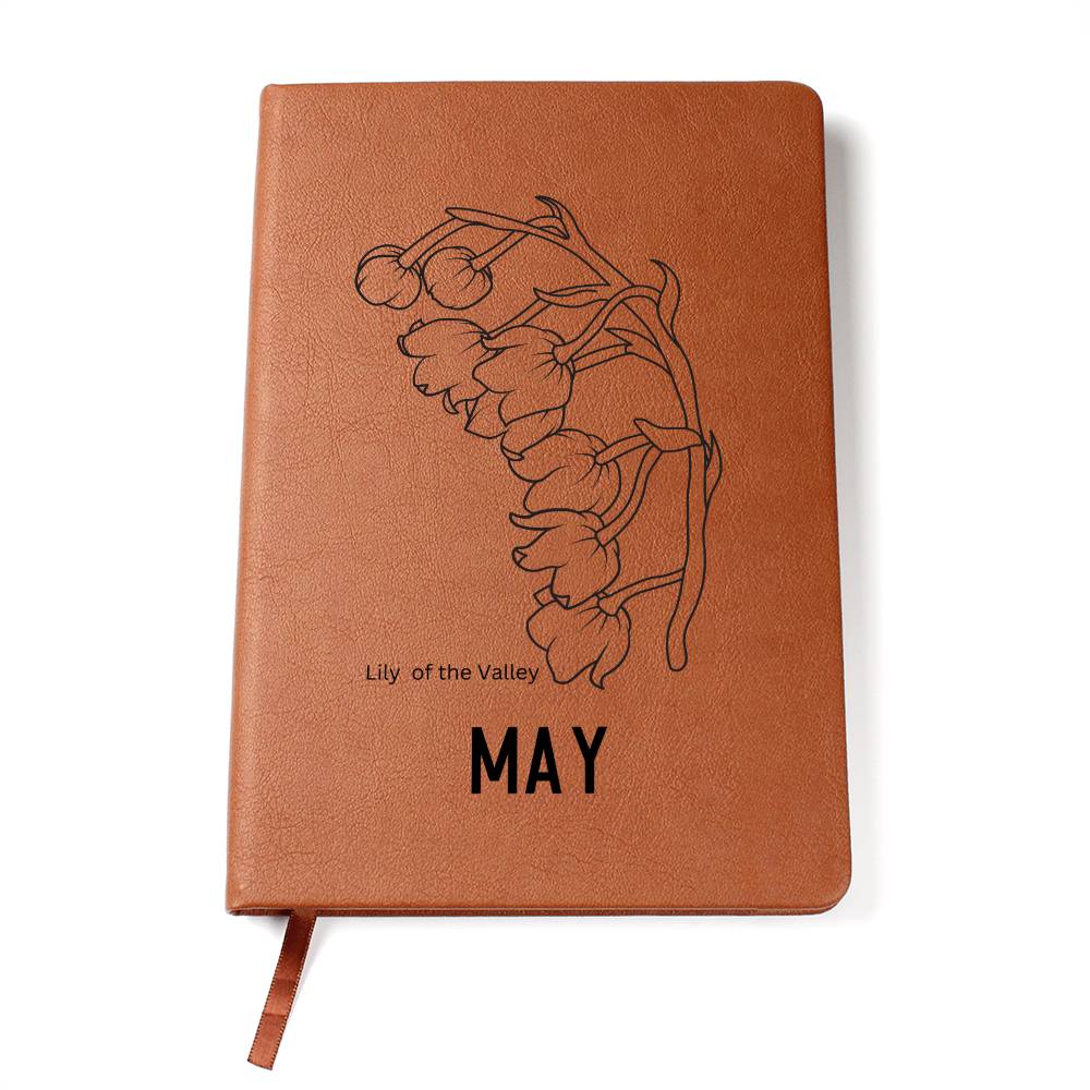 May Birth Flower | Birth Month Flower Leather Journal