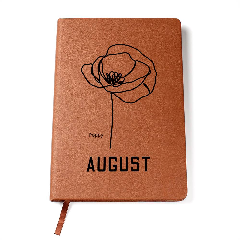 August Birth Flower | Birth Month Flower Leather Journal