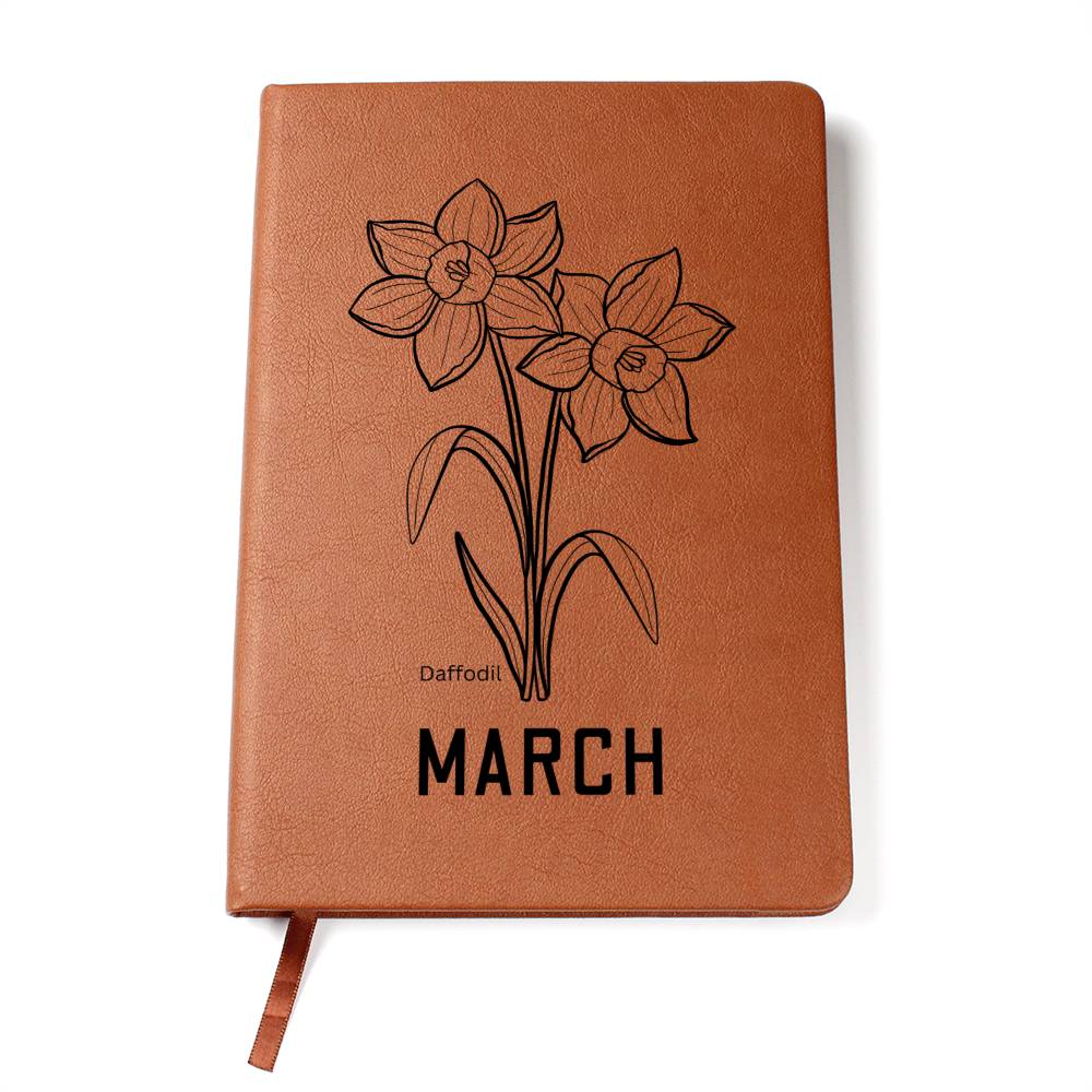 March Birth Flower | Birth Month Flower Leather Journal