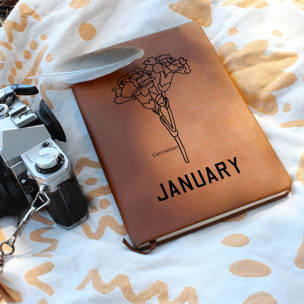 January Birth Flower | Birth Month Flower Leather Journal