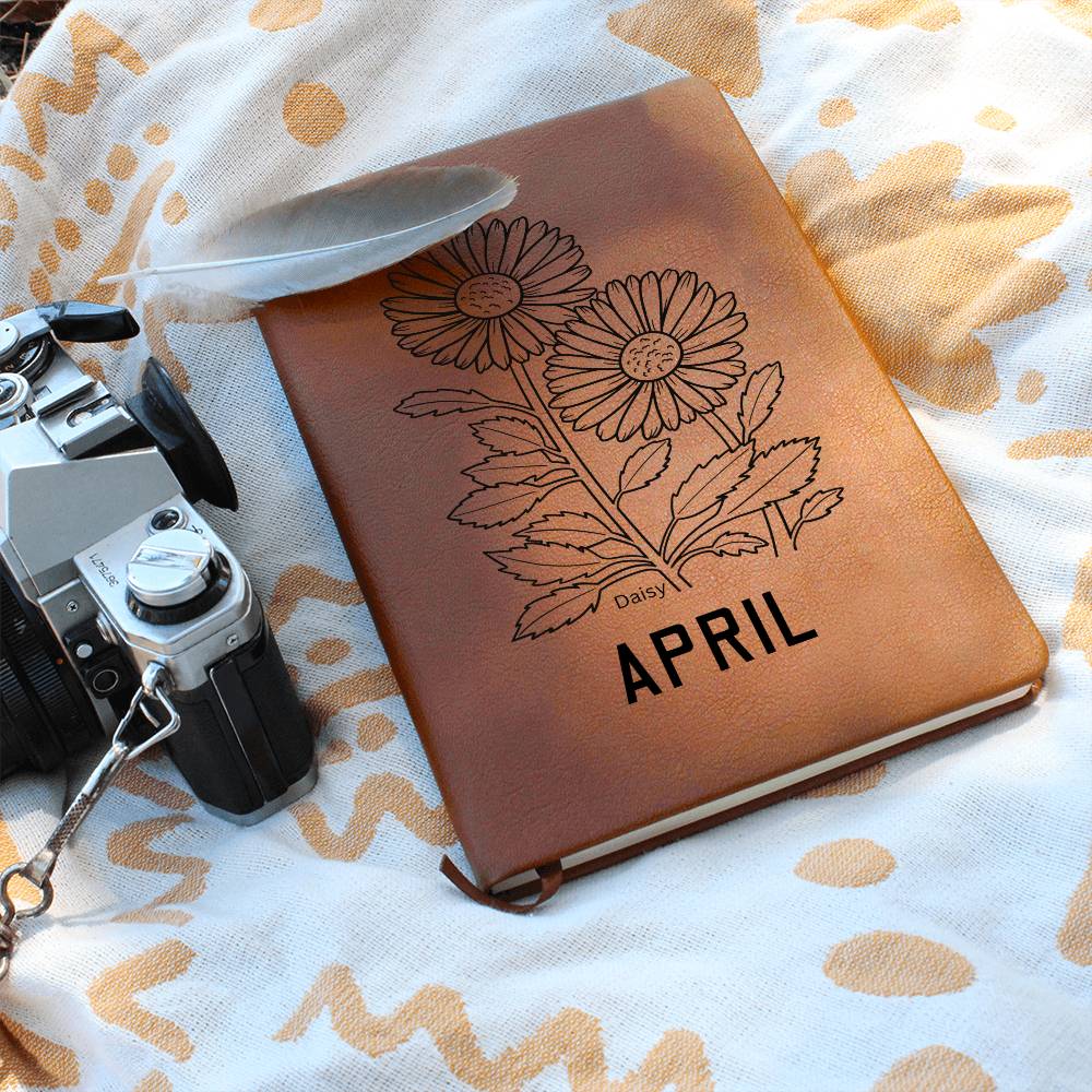 April Birth Flower | Birth Month Flower Leather Journal