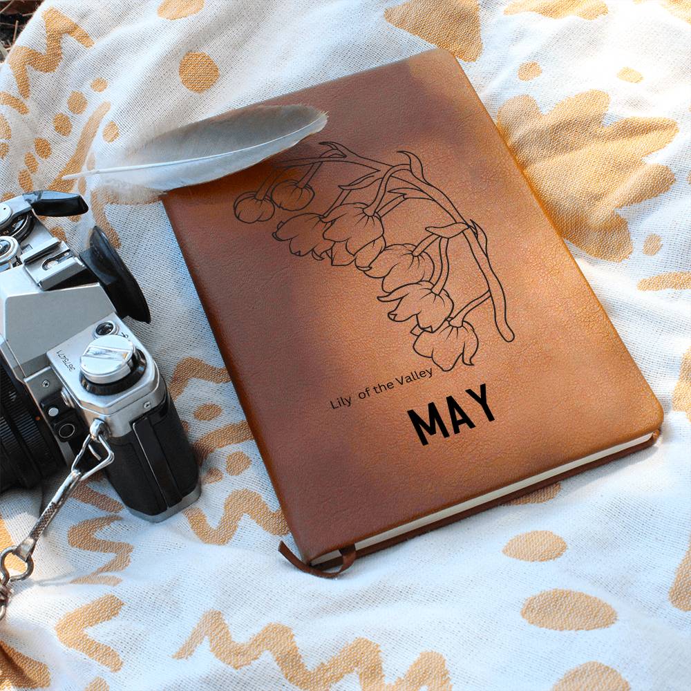 May Birth Flower | Birth Month Flower Leather Journal