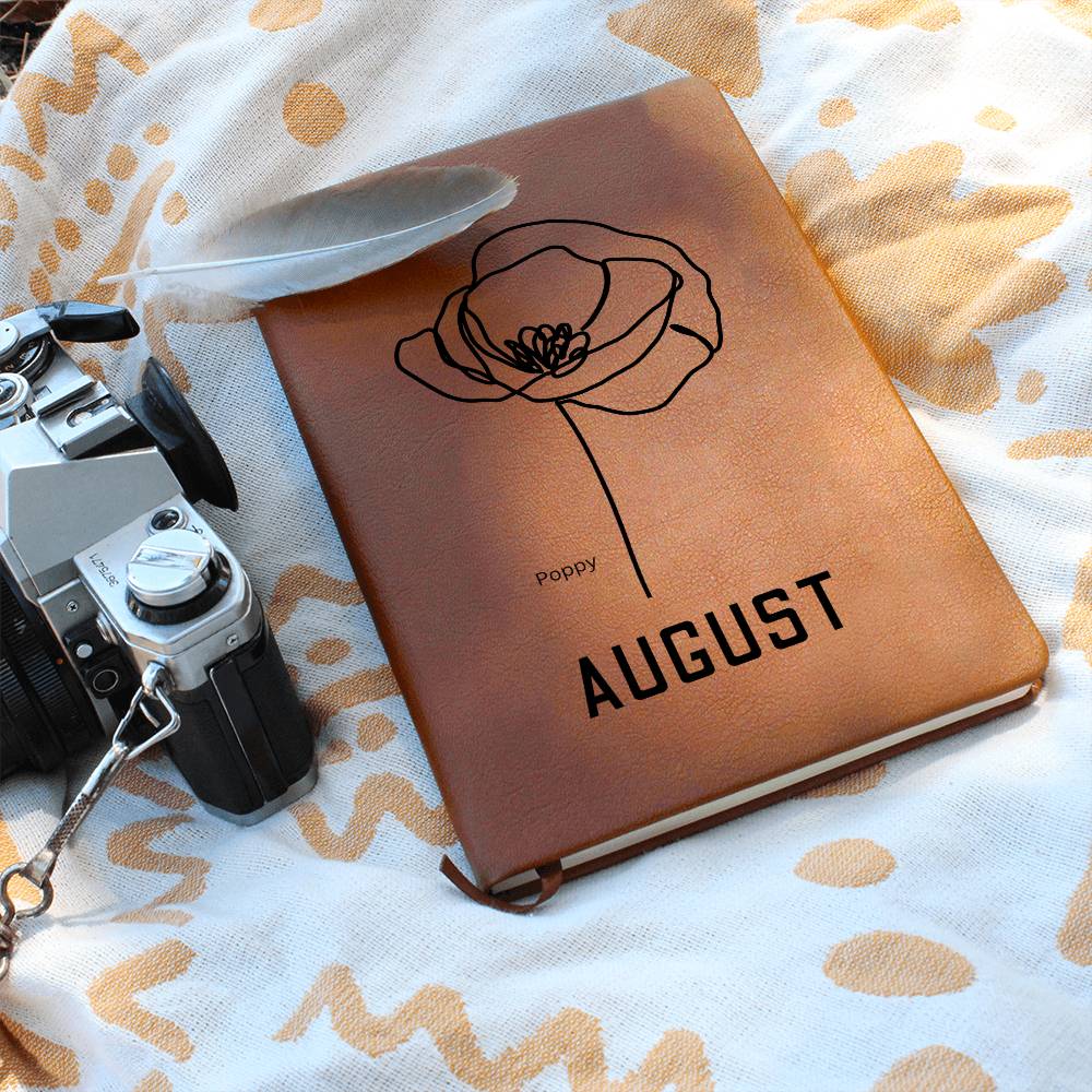 August Birth Flower | Birth Month Flower Leather Journal