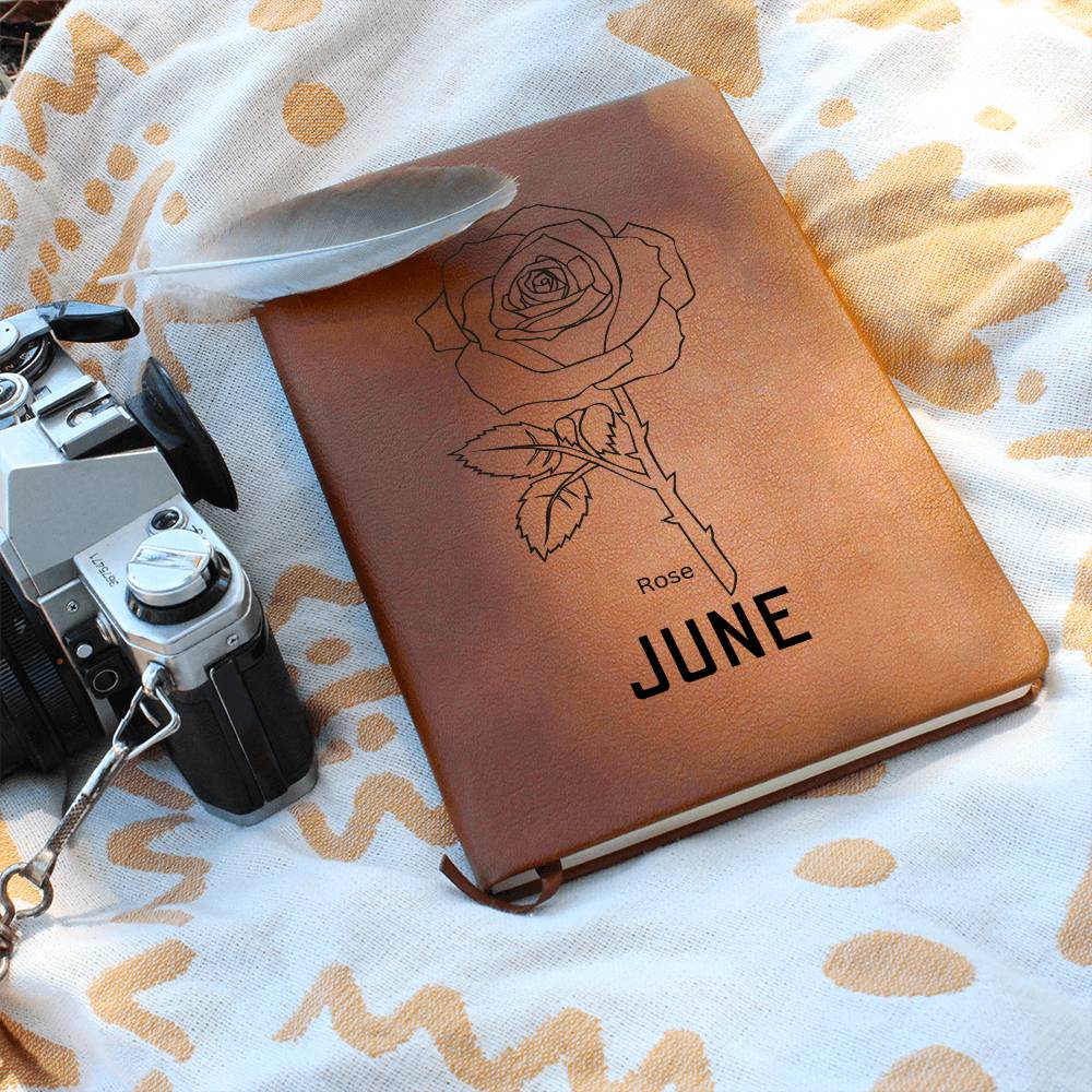 June Birth Flower | Birth Month Flower Leather Journal