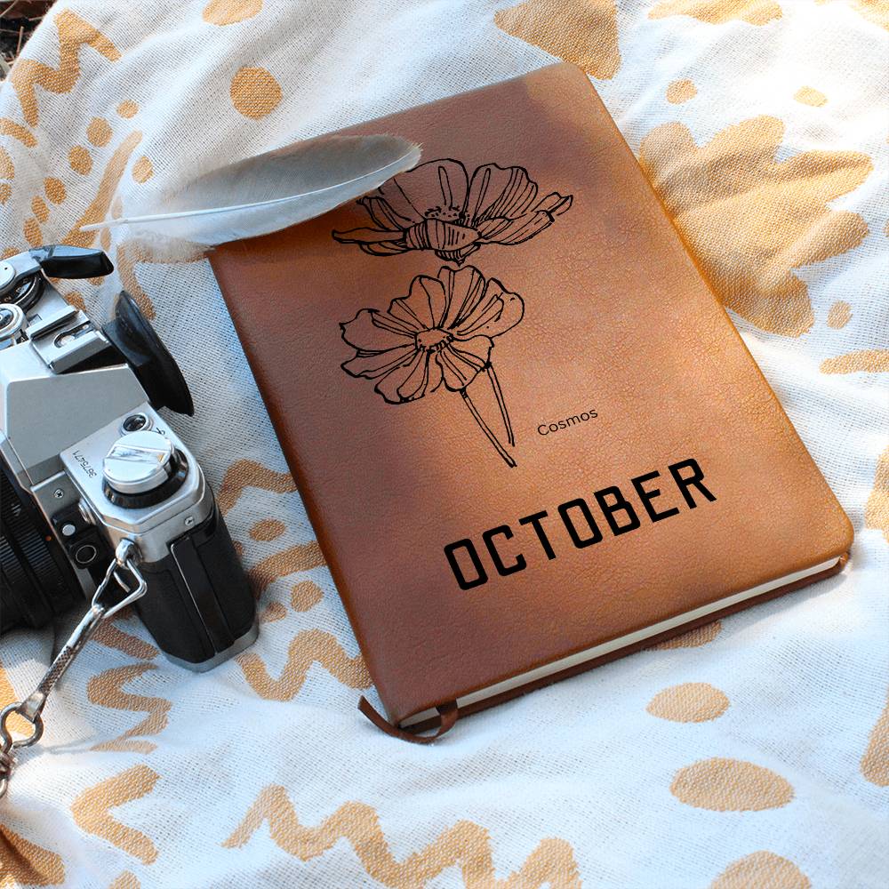 October Birth Flower | Birth Month Flower Leather Journal