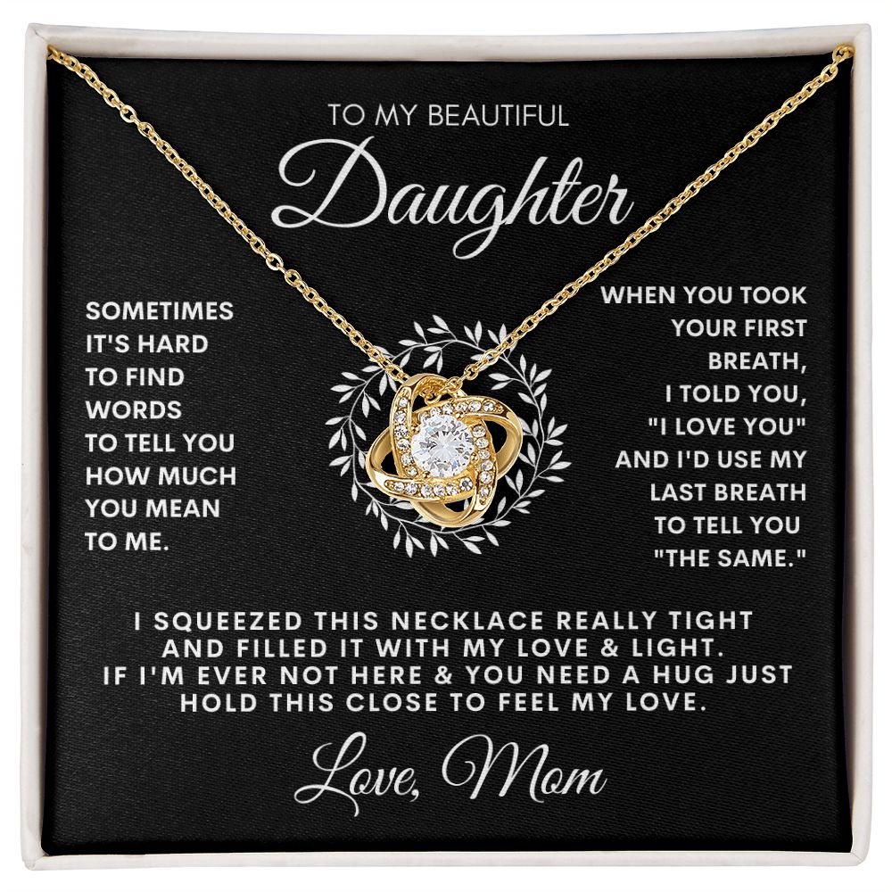 Beautiful Daughter w/ Wreath | Love Knot necklace