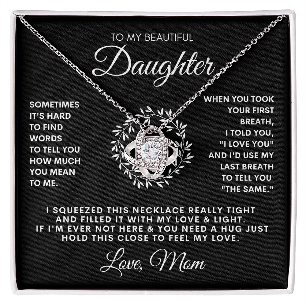 Beautiful Daughter w/ Wreath | Love Knot necklace