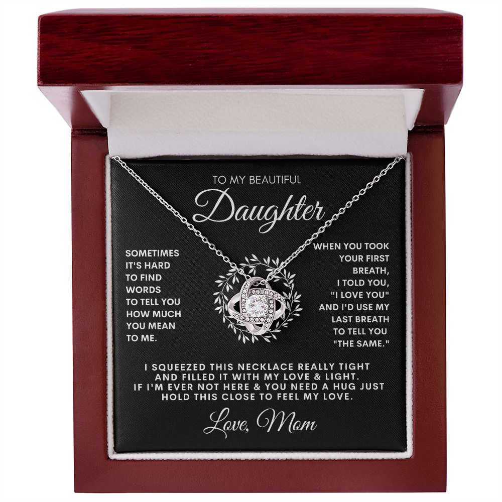Beautiful Daughter w/ Wreath | Love Knot necklace