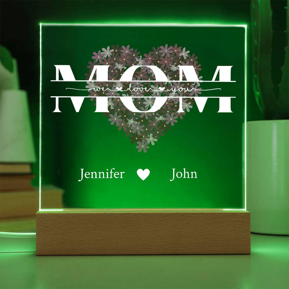 Mom Monogram Acrylic Square Plaque | Pink