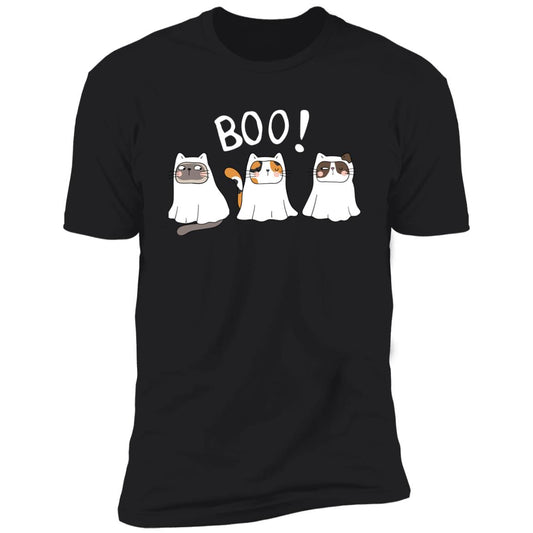 Halloween Cat Ghost T-Shirt - Black