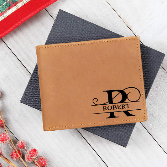Personalized and Custom Leather Wallet | Gift for Father, Dad, Husband, or Fiance