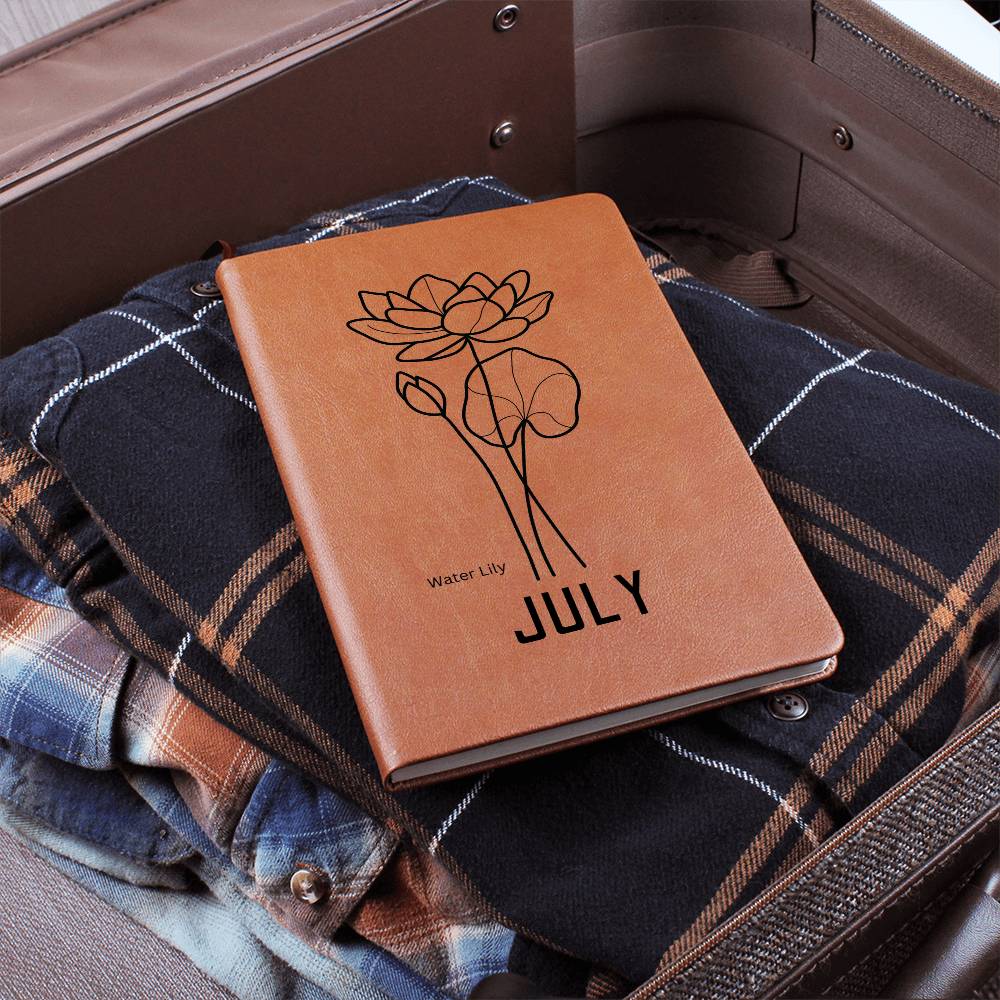 July Birth Flower | Birth Month Flower Leather Journal