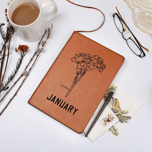 January Birth Flower | Birth Month Flower Leather Journal