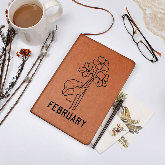 February Birth Flower | Birth Month Flower Leather Journal