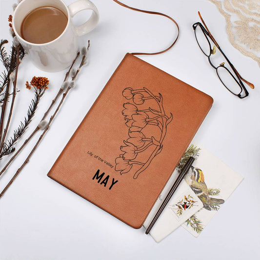 May Birth Flower | Birth Month Flower Leather Journal