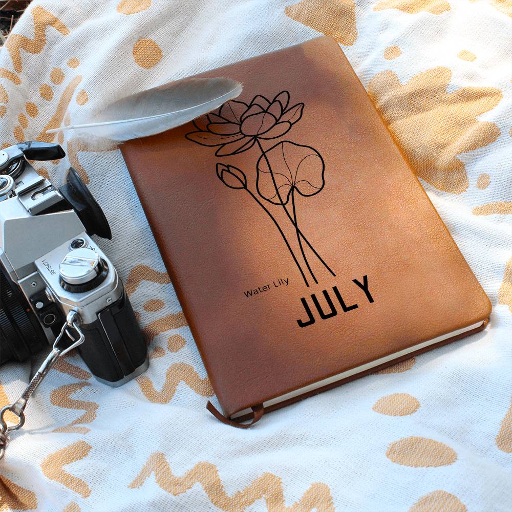 July Birth Flower | Birth Month Flower Leather Journal