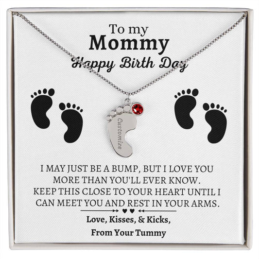 To My Mommy | Happy Birth Day | Personalized Baby Feet With Birthstone