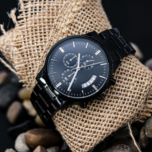 Customizable / Engravable Chronograph Watch  - Black